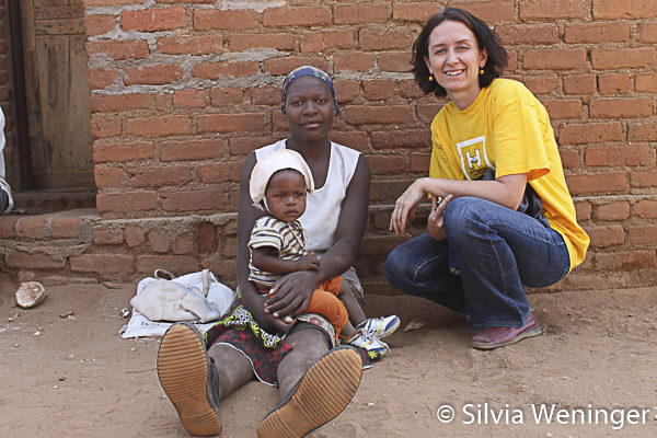 Silvia Weninger (right) with Baobab Fruit Collector and Child